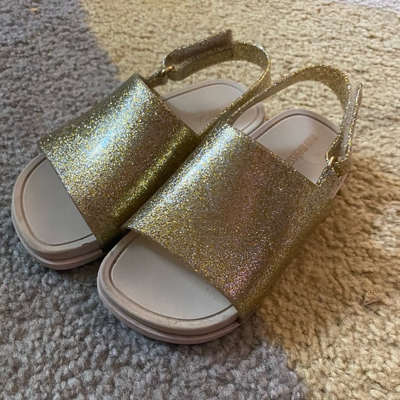 Mini Melissa | Shoes | Mini Melissa Gold Slides Size 9 | Poshmark